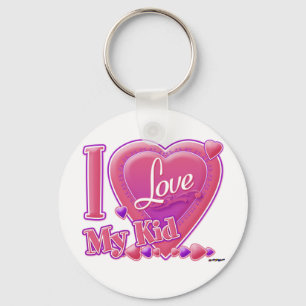 I Love My Kid pink/purple - heart Keychain