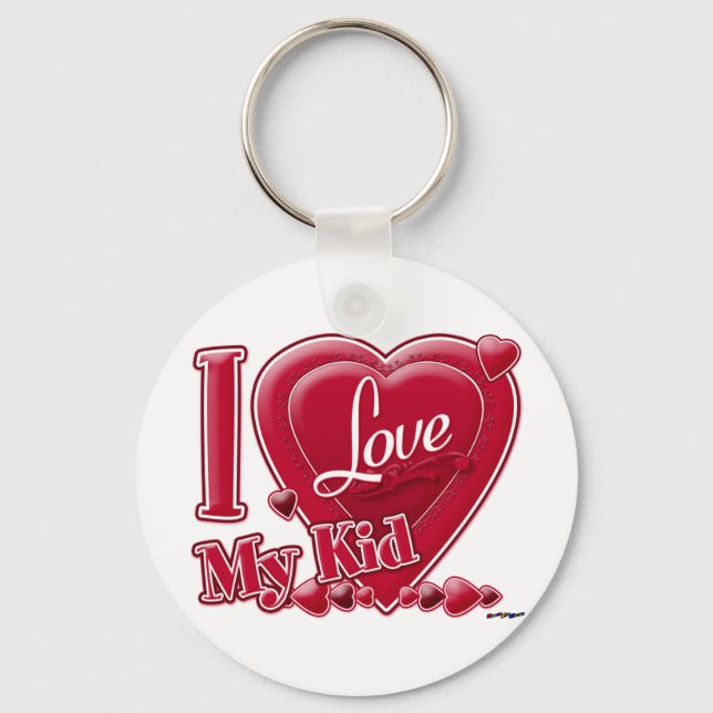 I Love My Kid red - heart Keychain (Front)