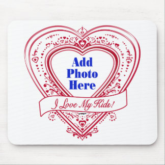 I Love My Kids! Photo Red Hearts Mouse Pad