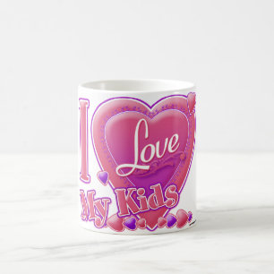 I Love My Kids pink/purple - heart Coffee Mug
