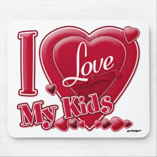 I Love My Kids red - heart Mouse Pad