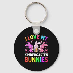I Love My Kindergarten Bunnies Teacher Easter Day  Keychain
