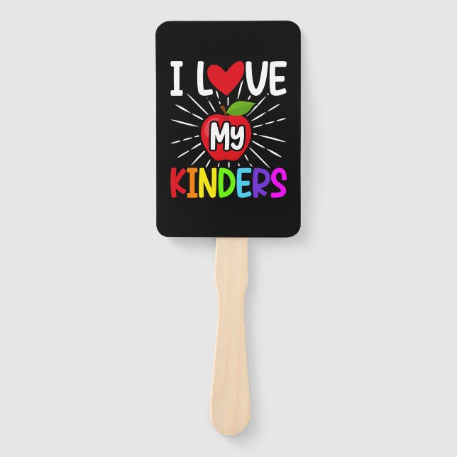 I Love My Kinders Back To School Hand Fan (Front)