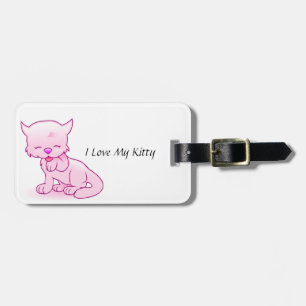 I Love My Kitty Luggage Tag with Leather Strap