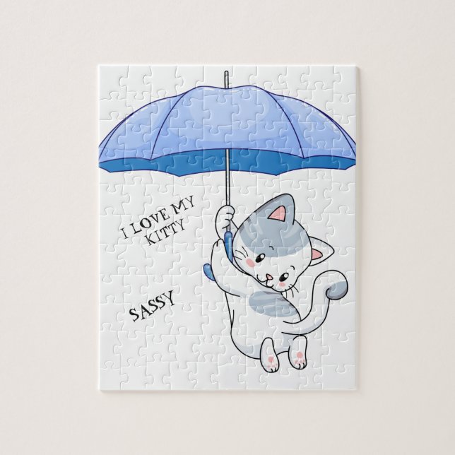 "I LOVE MY KITTY" puzzle avec nom d'animal de comp (Vertical)