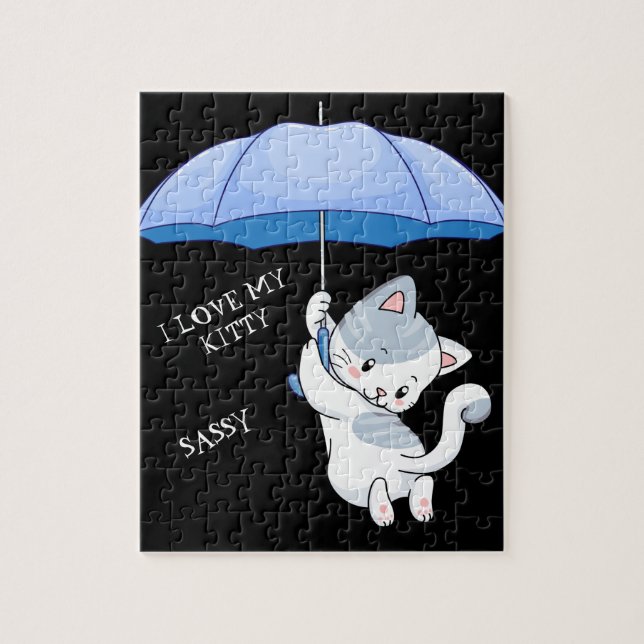 "I LOVE MY KITTY" puzzle with pets name. (Vertical)