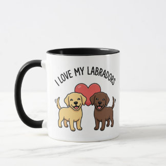 I Love My Labradors Mug – Cute Yellow & Chocolate