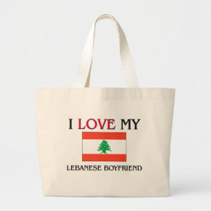 I Love My Lebanese Boyfriend Large Tote Bag