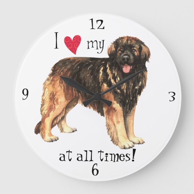 I Love my Leonberger Large Clock (Front)