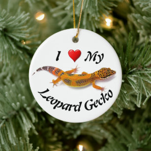 I Love My Leopard Gecko Lizard Ceramic Ornament