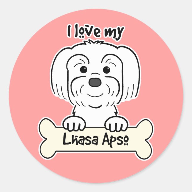 I Love My Lhasa Apso Classic Round Sticker (Front)