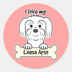 I Love My Lhasa Apso Classic Round Sticker