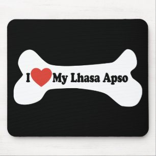 I Love My Lhasa Apso - Dog Bone Mouse Pad