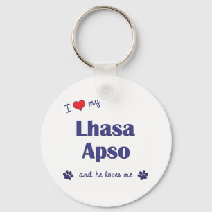 I Love My Lhasa Apso (Male Dog) Keychain