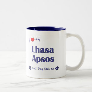 I Love My Lhasa Apsos (Multiple Dogs) Two-Tone Coffee Mug