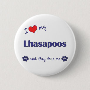 I Love My Lhasapoos (Multiple Dogs) 2 Inch Round Button