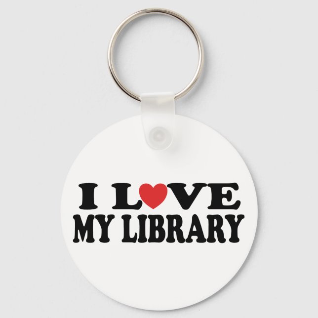 I Love My Library Librarian Gift Keychain (Front)