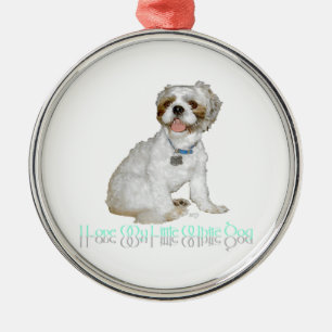 I Love My Little White Dog - Shih Tzu Metal Ornament