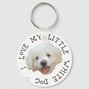 I Love My Little White Rescue Dog Keychain