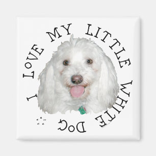 I Love My Little White (Rescue) Dog Magnet