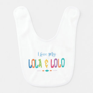 I Love My Lola & Lolo Multicolor Fonts Bib