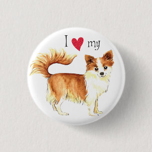 I Love my Long Coat Chihuahua 1 Inch Round Button