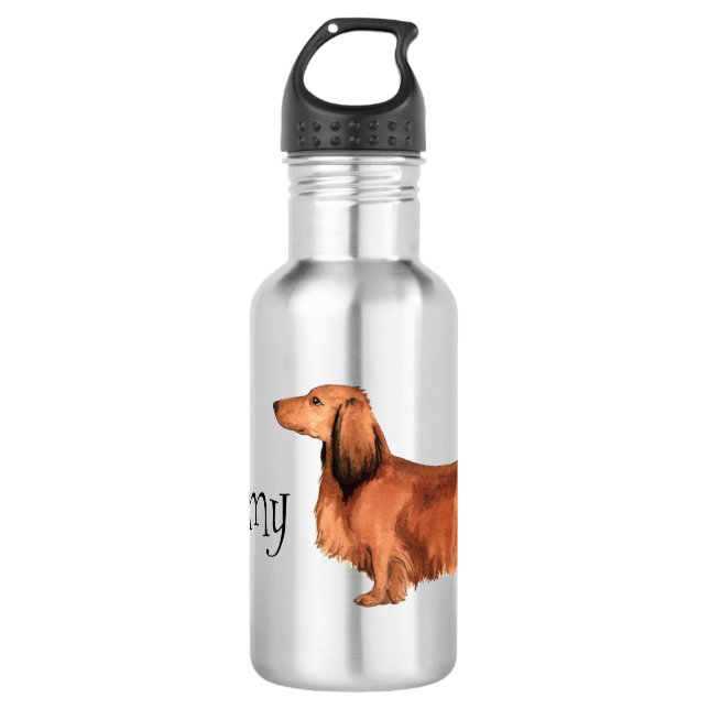 I Love my Longhaired Dachshund 532 Ml Water Bottle (Front)