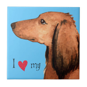 I Love my Longhaired Dachshund Tile