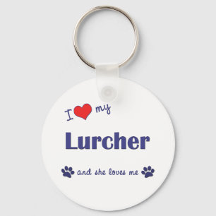 I Love My Lurcher (Female Dog) Keychain