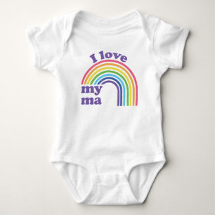 I Love My Ma - Cute Rainbow  Baby Bodysuit