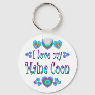 I Love My Maine Coon Cat Keychain