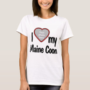 I Love My Maine Coon Cat - Red Heart Photo Frame T-Shirt