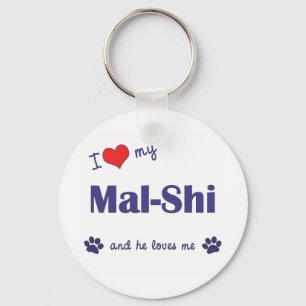 I Love My Mal-Shi (Male Dog) Keychain