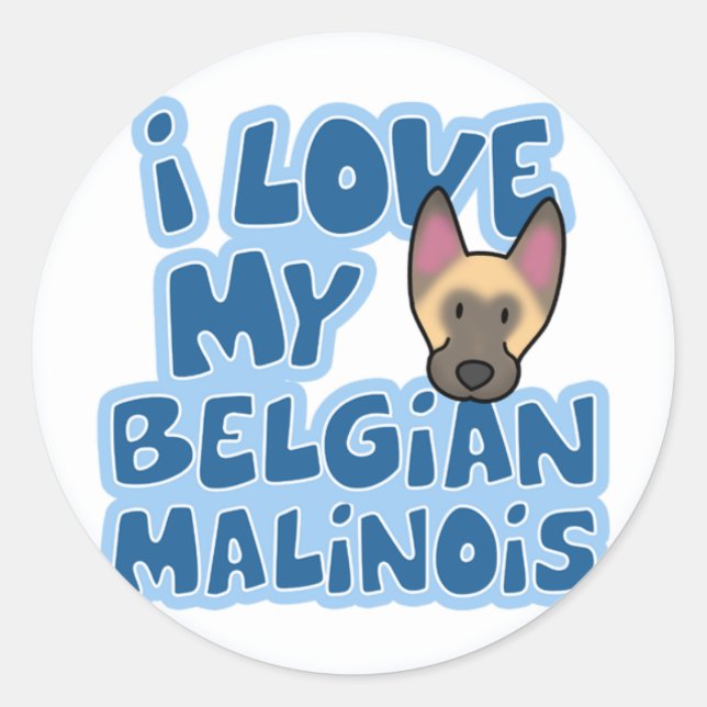 I Love My Malinois Stickers (Front)