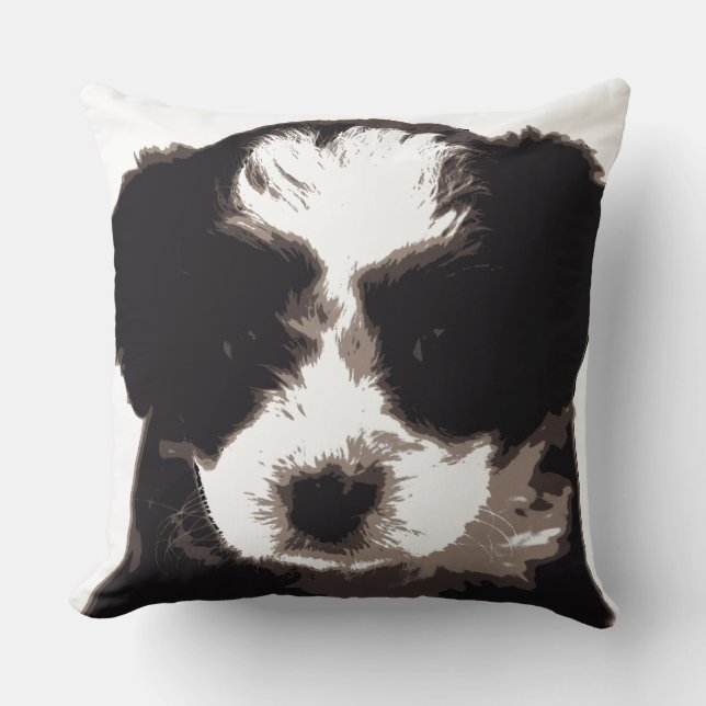 I Love My Maltese Black and White Puppy Dog Throw Pillow (Front)