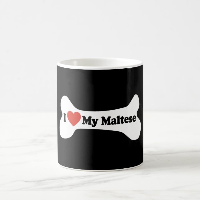 I Love My Maltese - Dog Bone Coffee Mug (Center)