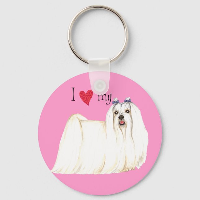 I Love my Maltese Keychain (Front)