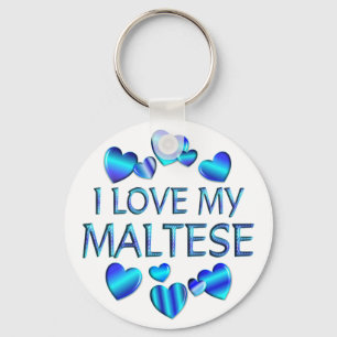 I Love My Maltese Keychain