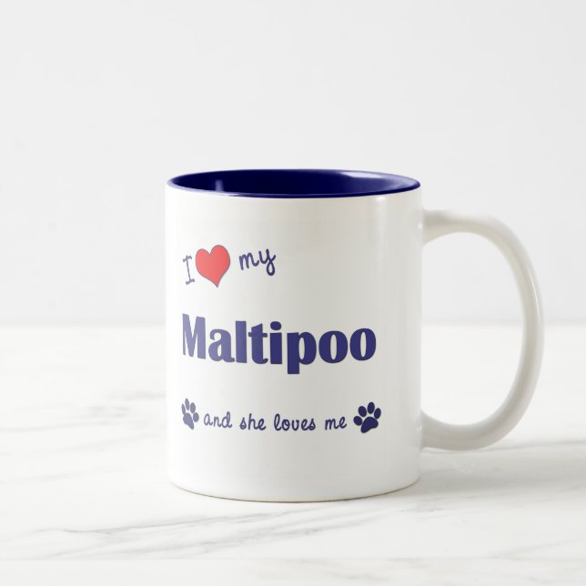 I Love My Maltipoo (Female Dog) Two-Tone Coffee Mug (Right)