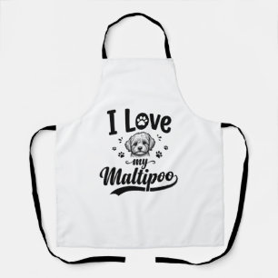 I Love My Maltipoo Vintage Engraving Dog Design_1 Apron