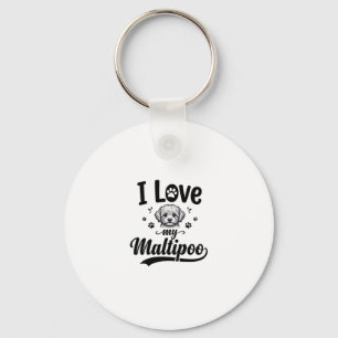 I Love My Maltipoo Vintage Engraving Dog Design_1 Keychain