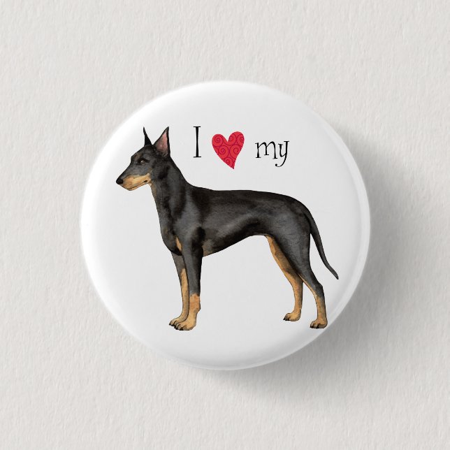 I Love my Manchester Terrier 1 Inch Round Button (Front)