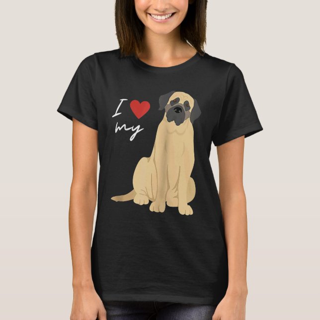 I Love My Mastiff Dog  Raglan Baseball T-Shirt (Front)