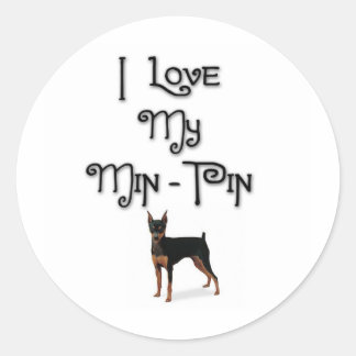 I Love My Min-Pin Classic Round Sticker