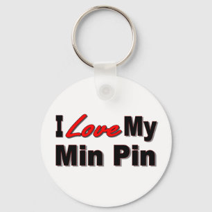 I Love My Min Pin Dog Keychain
