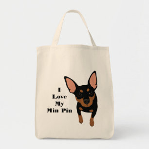 I Love My Min Pin Dog Tote (Black MIN PIN) Bag