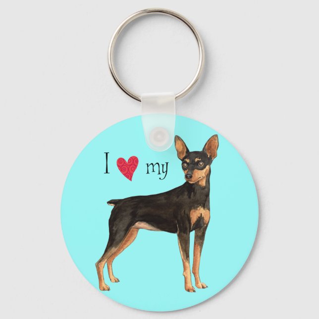 I Love my Min Pin Keychain (Front)