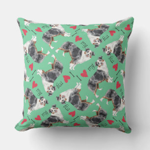 I Love my Mini American Shepherd Throw Pillow