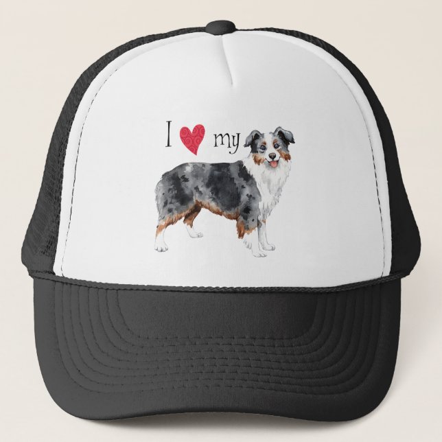 I Love my Mini American Shepherd Trucker Hat (Front)