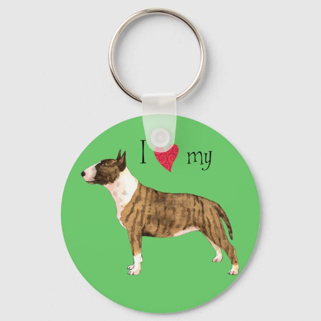I Love my Mini Bull Terrier Keychain (Front)
